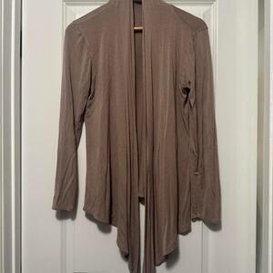 Open Front Cardigan Womens Large Brown Lightweight Drape Long Sleeve